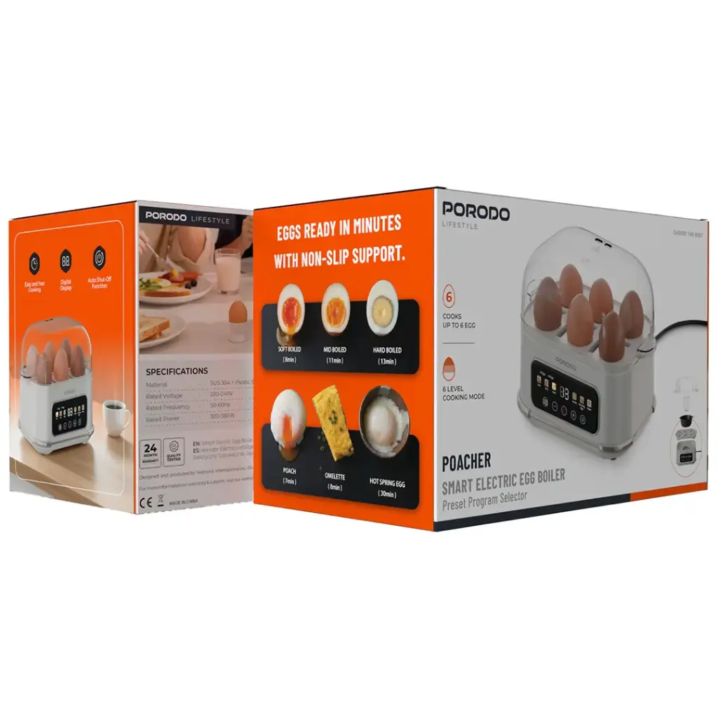 Porodo Lifestyle Poacher Smart Electric Egg Bolier- White