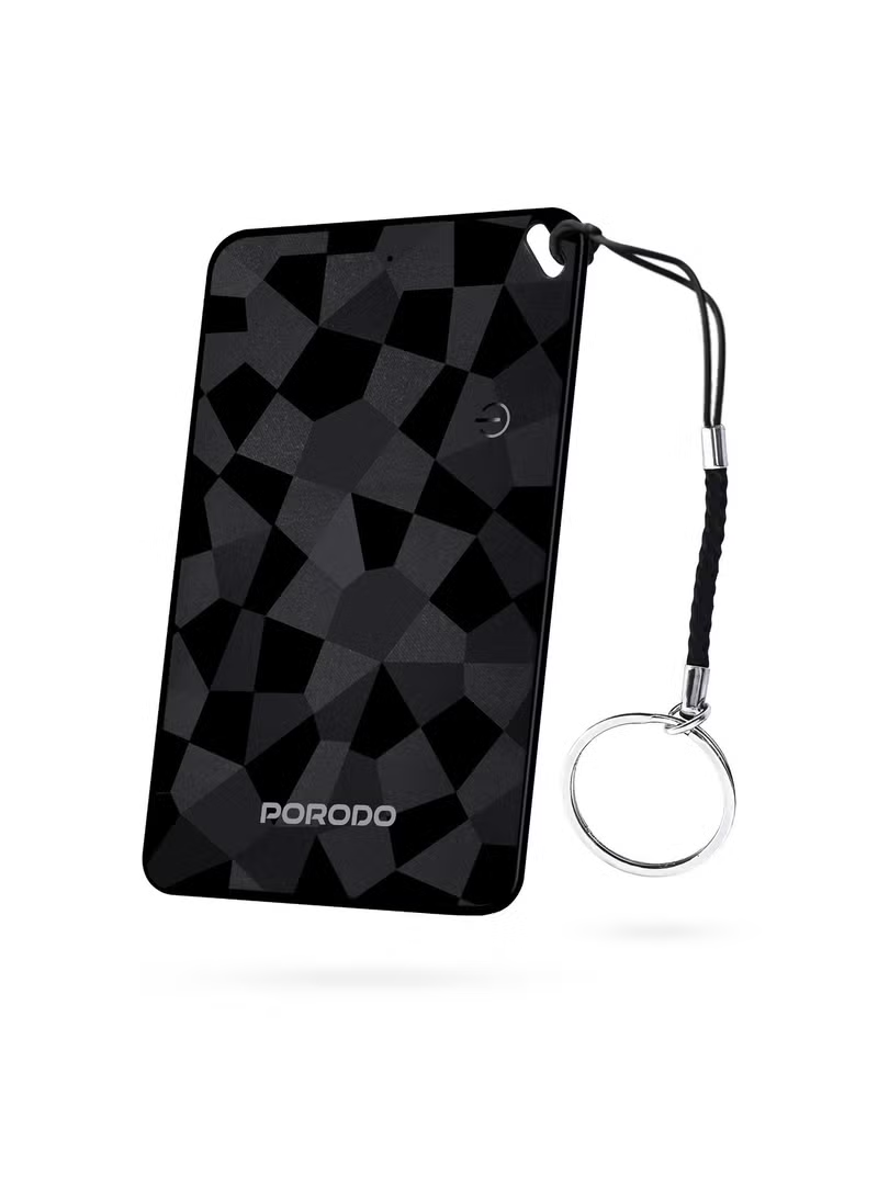 Porodo Findora II Rechargeable Wireless Smart Wallet Card for IOS and Android - Black