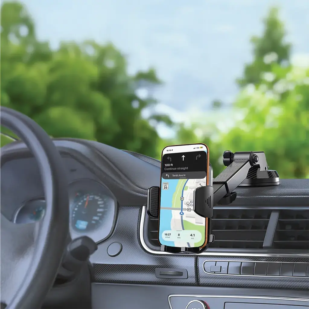 Porodo Blue Cradle Suction Car Phone Mount - Black