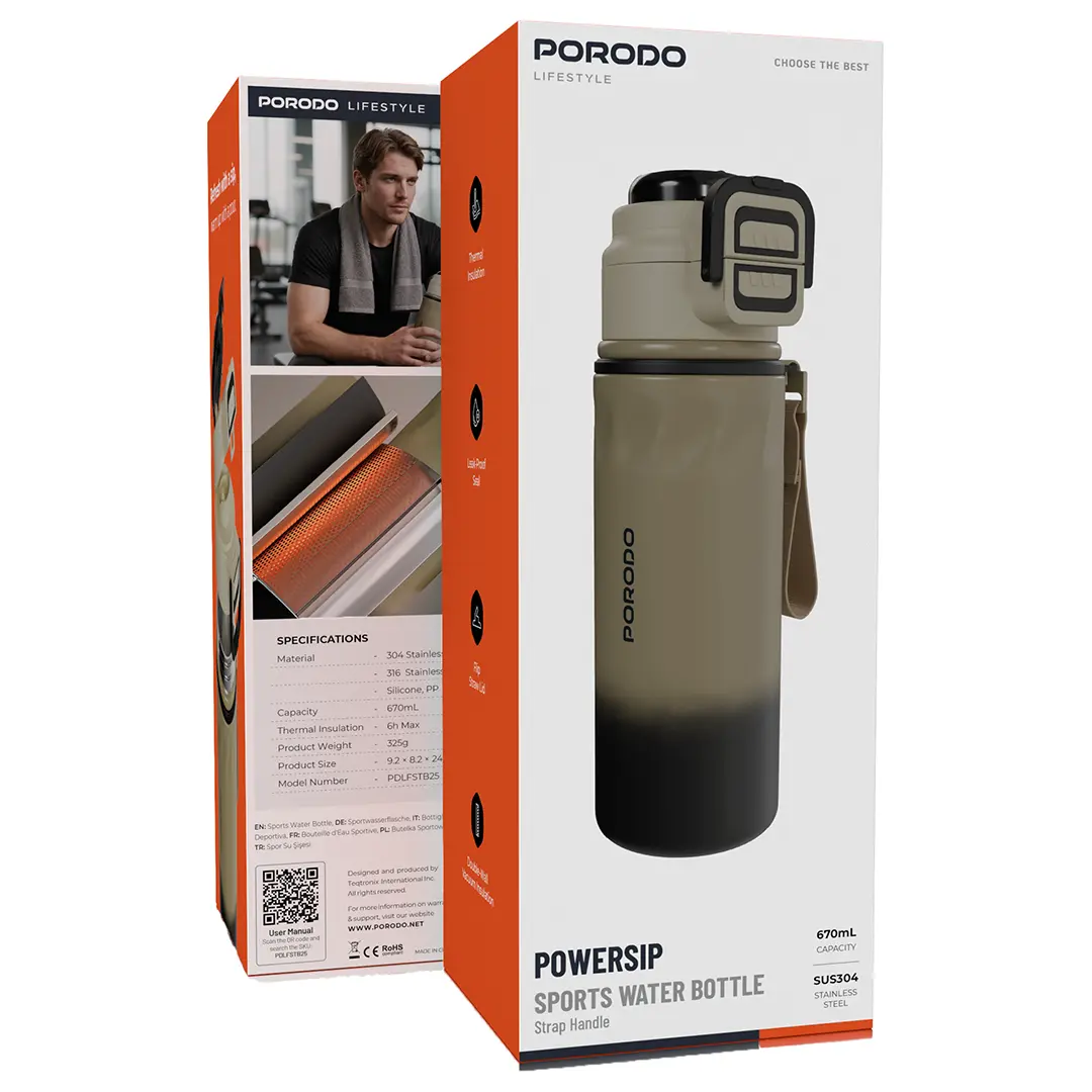 Porodo Lifestyle Powersip Sports water Bottle 670 ml
