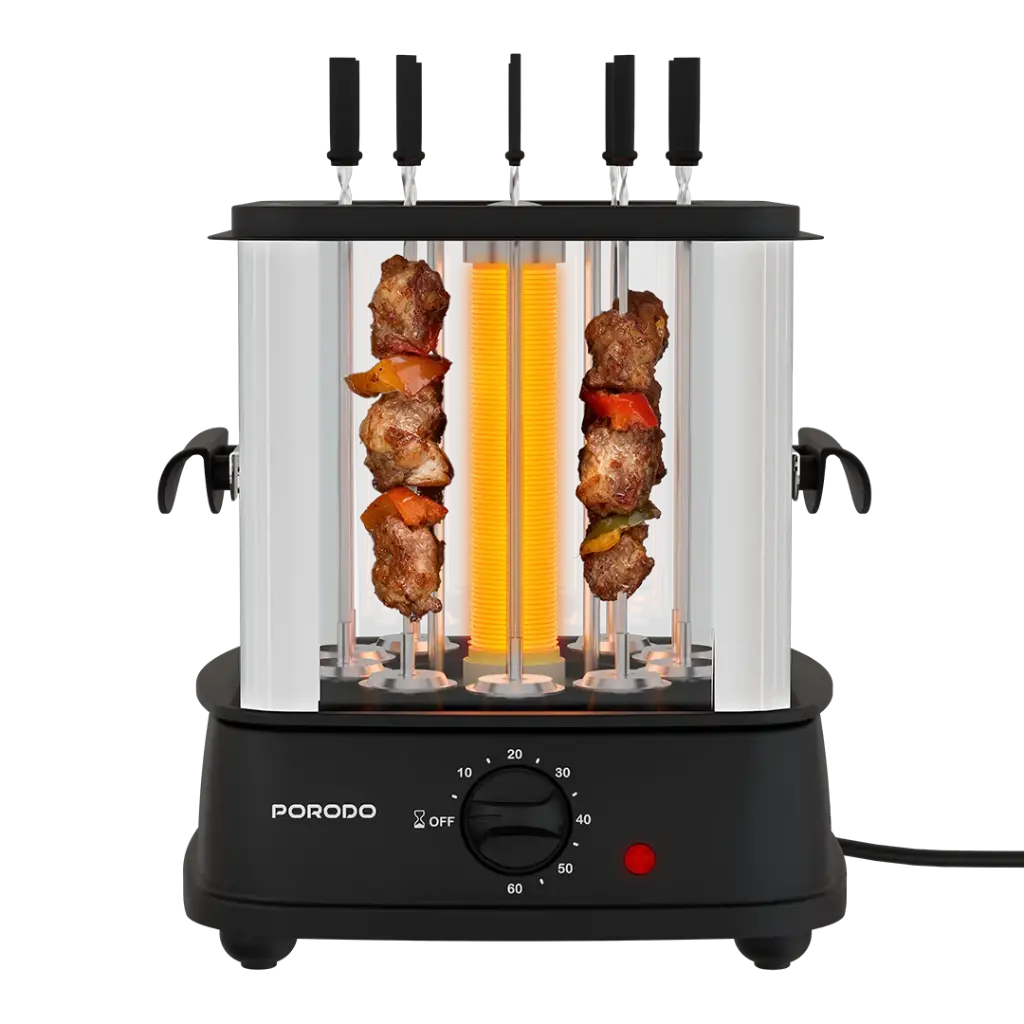 Porodo Lifestyle Grilljet Electric Rotisserie Kebab Grill with Timer- Black