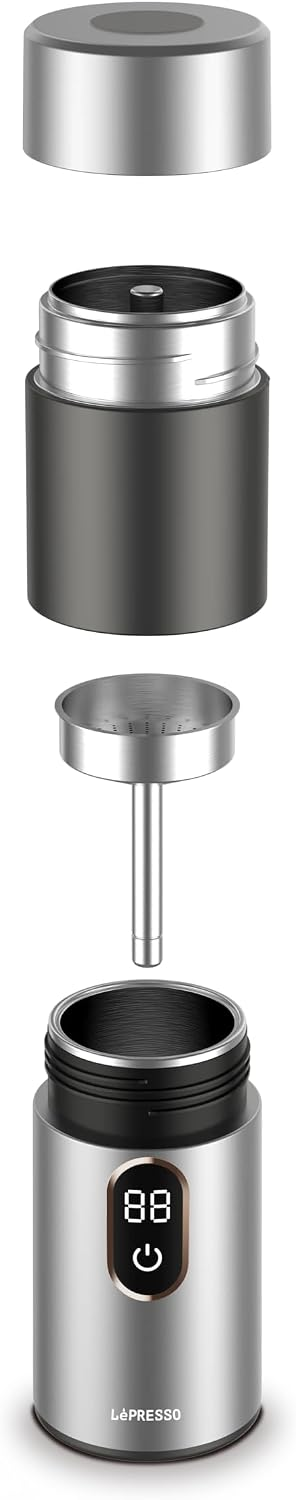 LePresso MokaRise Electric Moka Maker (Car+Home Plug) - Silver