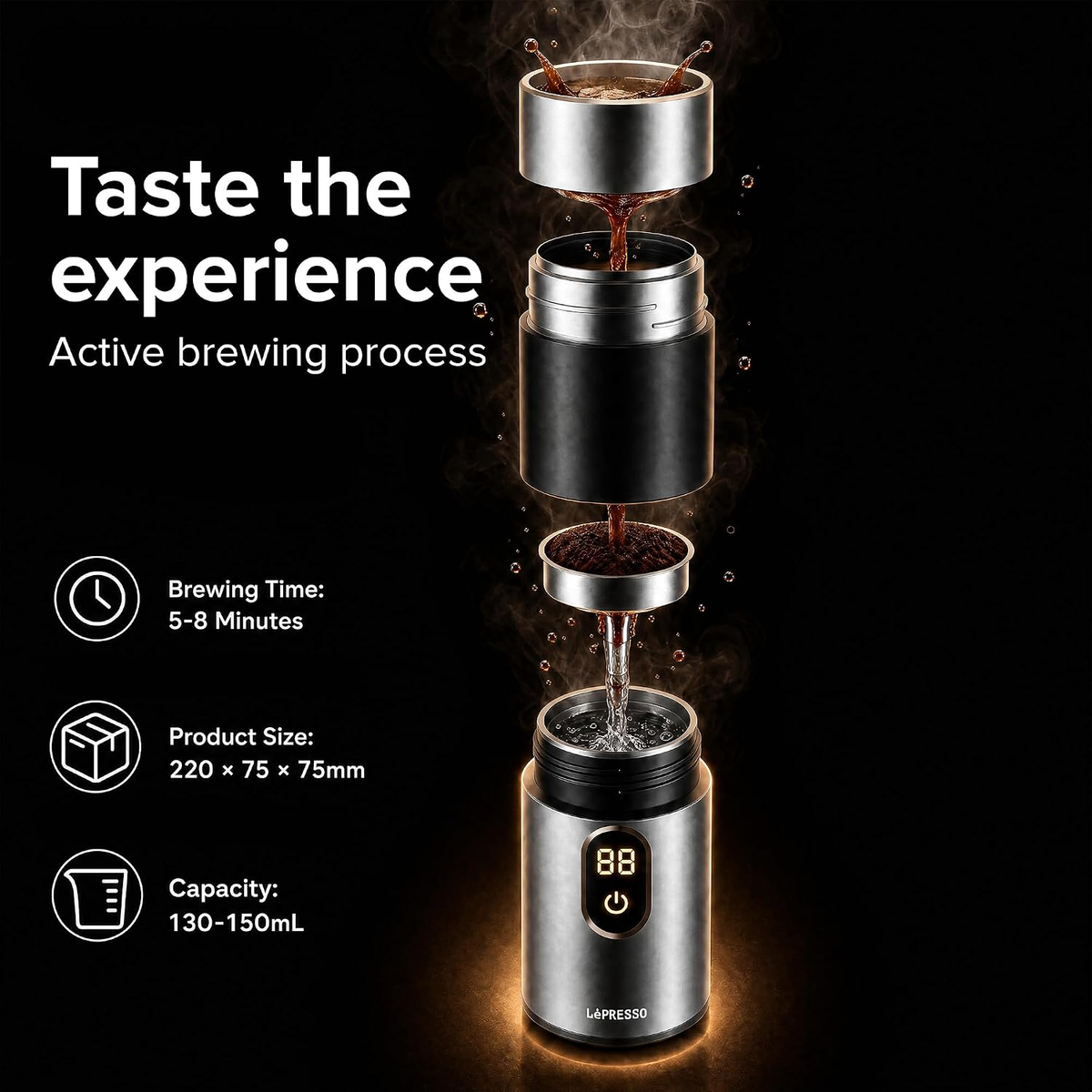 LePresso MokaRise Electric Moka Maker (Car+Home Plug) - Silver