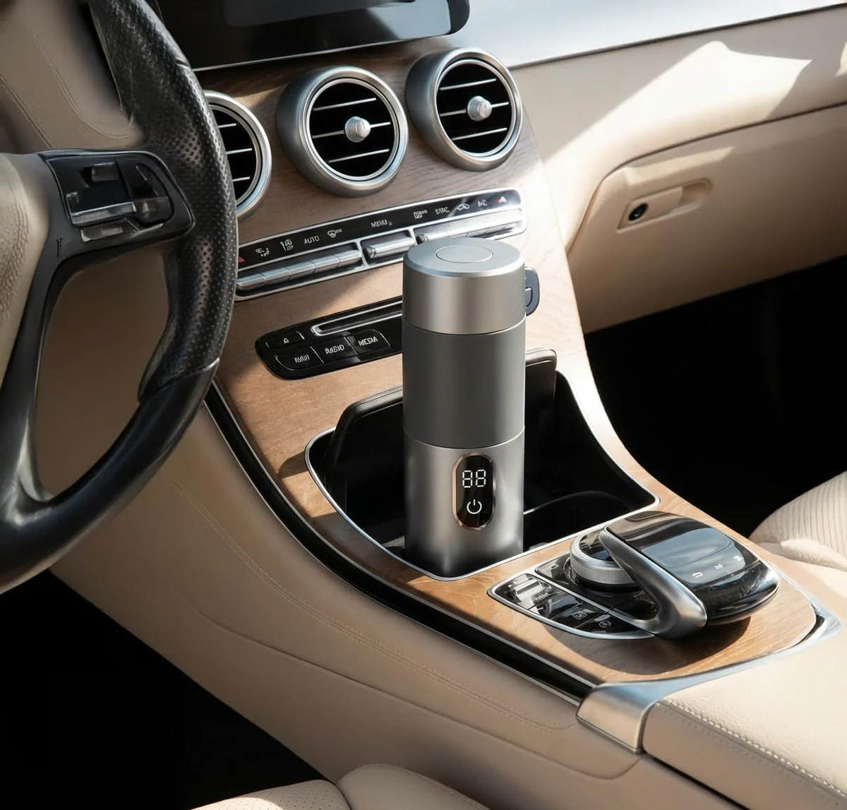LePresso MokaRise Electric Moka Maker (Car+Home Plug) - Silver