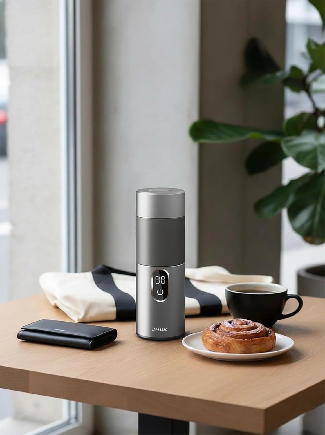 LePresso MokaRise Electric Moka Maker (Car+Home Plug) - Silver