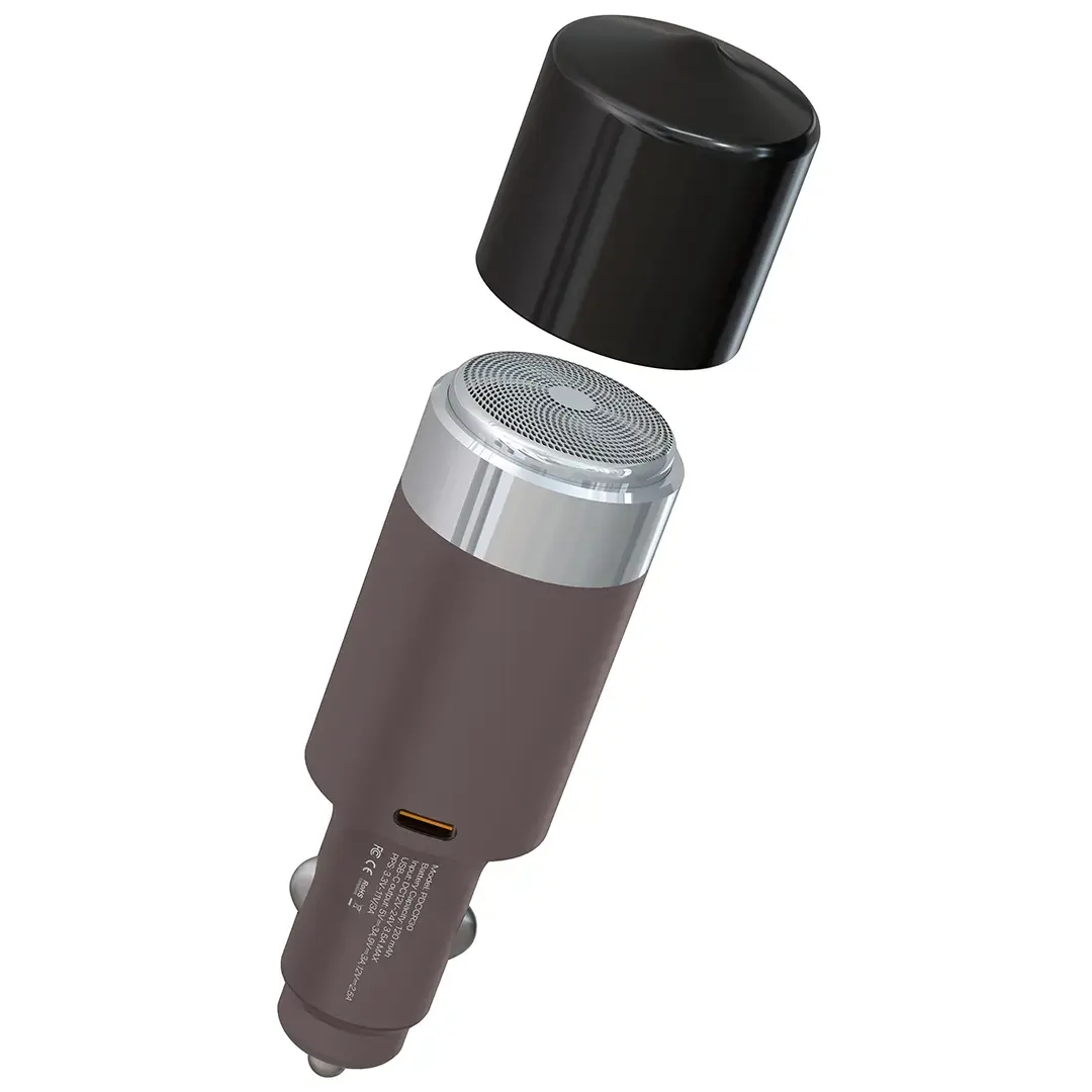 Porodo Shave N Drive PD 30W Car Charger With Shaver - Mettalic Brown