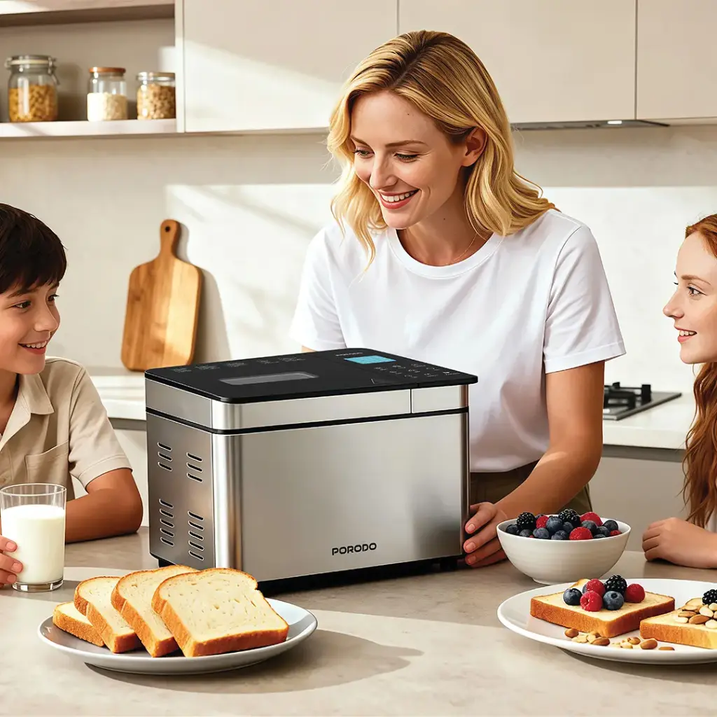 Porodo Lifestyle Khabaz 25 in 1 Stainless Steel Smart Bread Maker - Silver & Black