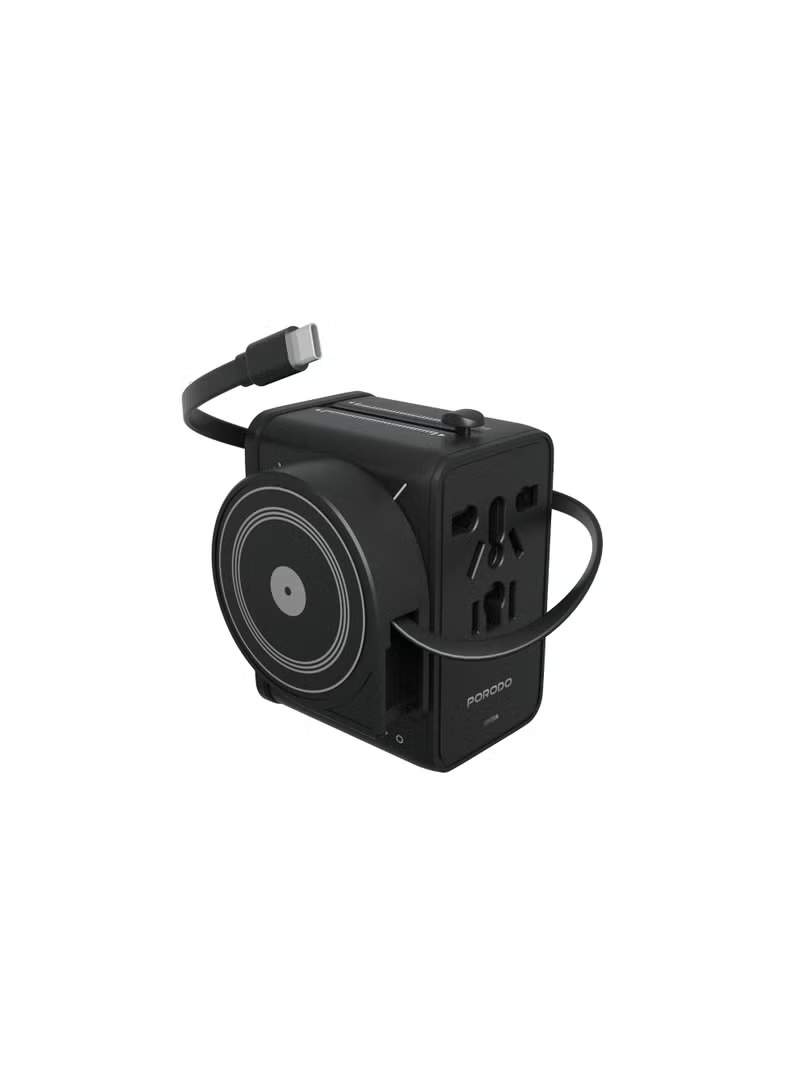 Porodo Voyage 70W Universal Travel Adapter Type C cable -Black