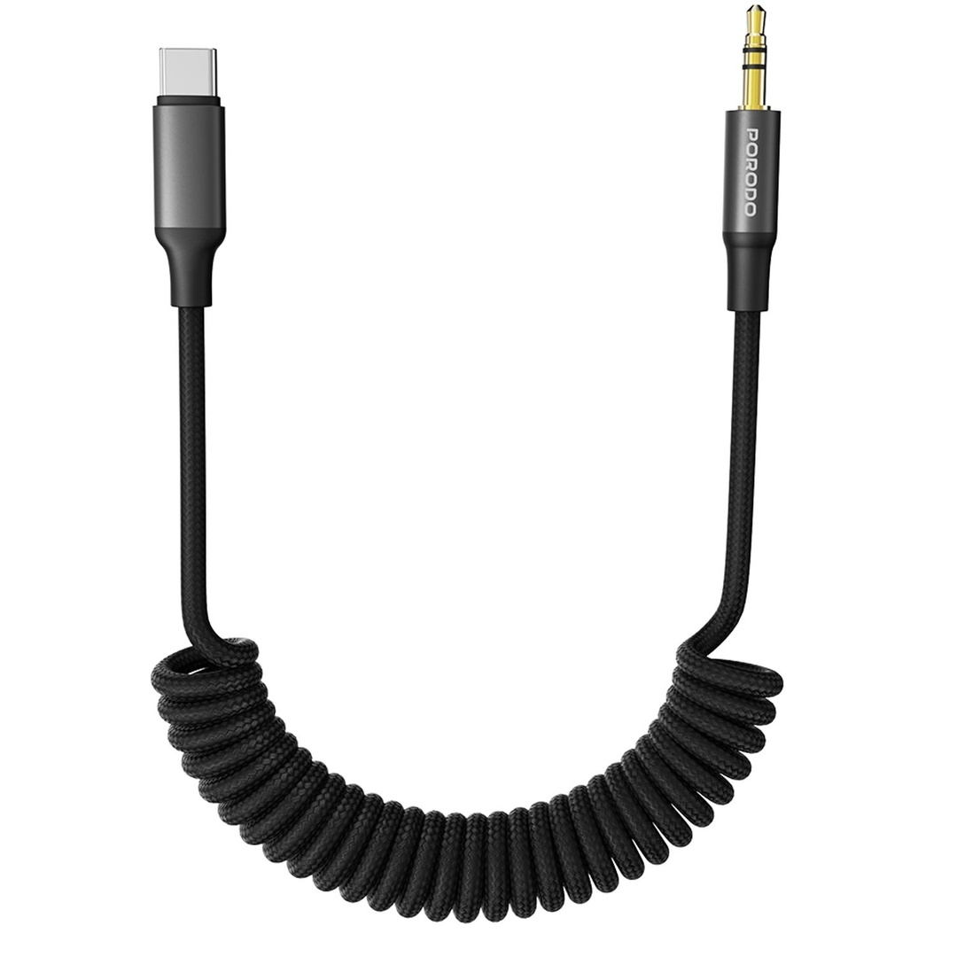 Porodo Type-C to AUX 3.5mm Coiled Braided 1.5m cable