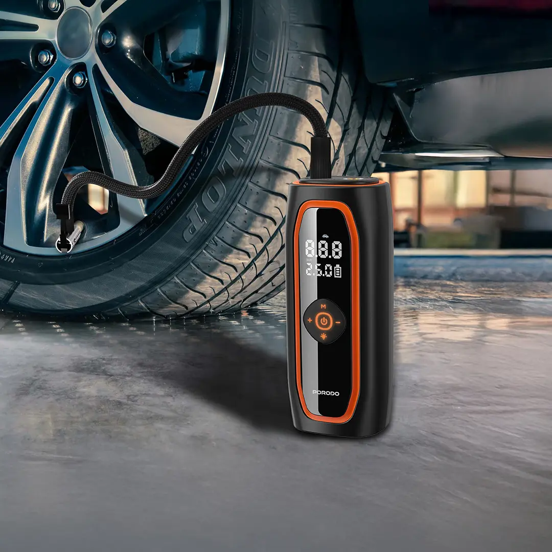 Porodo Voltair 120w Car Tire Inflator with 7500 mAh Battery- Black PDGA08