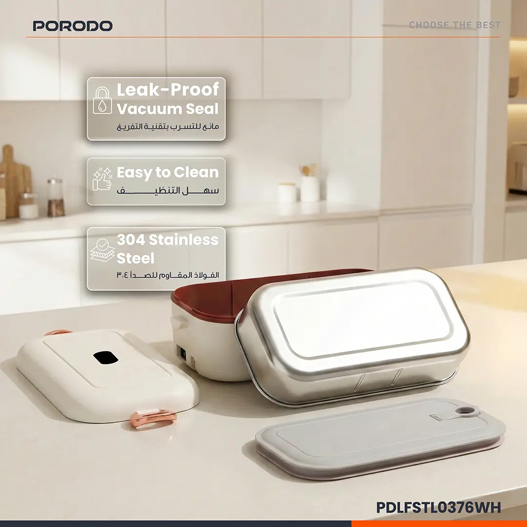 Porodo Lifestyle 45W Dual Mode Electric Lunch Box- White
