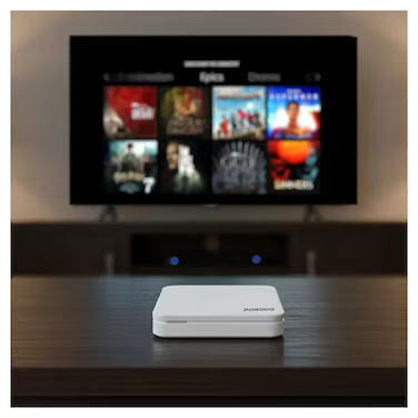 Porodo Echobox Android TV Box with 4K Ultra HD Streaming - White