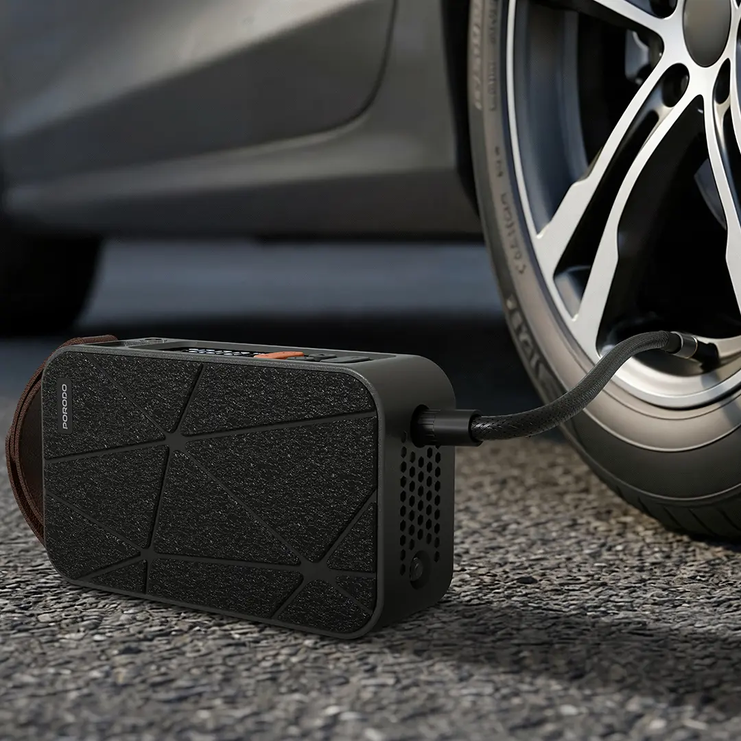 Porodo Flator 60W Car Tire Inflator with 4000 mAh Battery- Black PDGA03BK