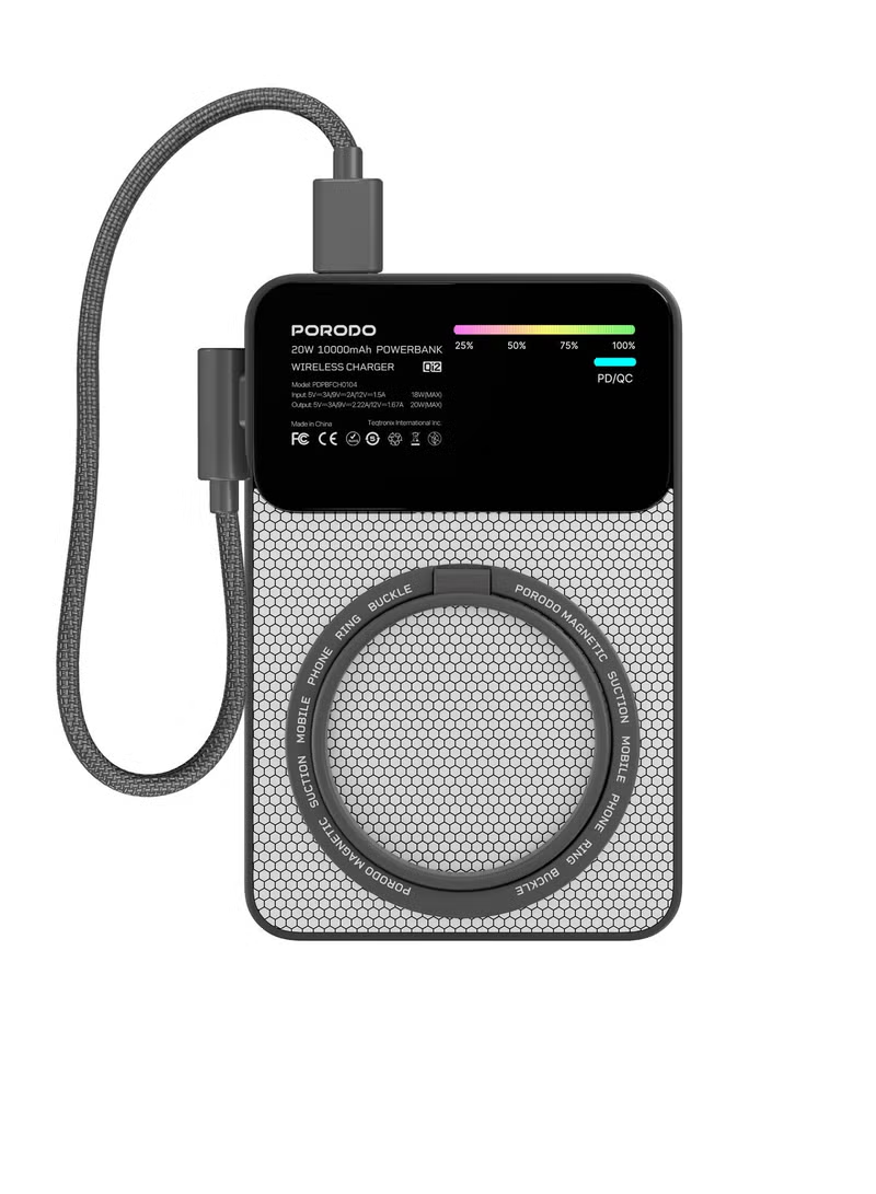 Porodo Yas 10000mAh Qi2 Magsafe Powerbank with PD 20W Type -C to C Cable