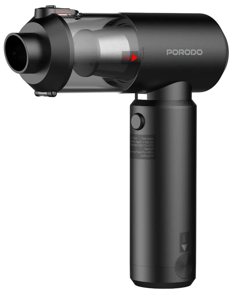 Porodo 160W Car Vacuum Cleaner and Blower With 6000 mAh Portable Powerbank - Black