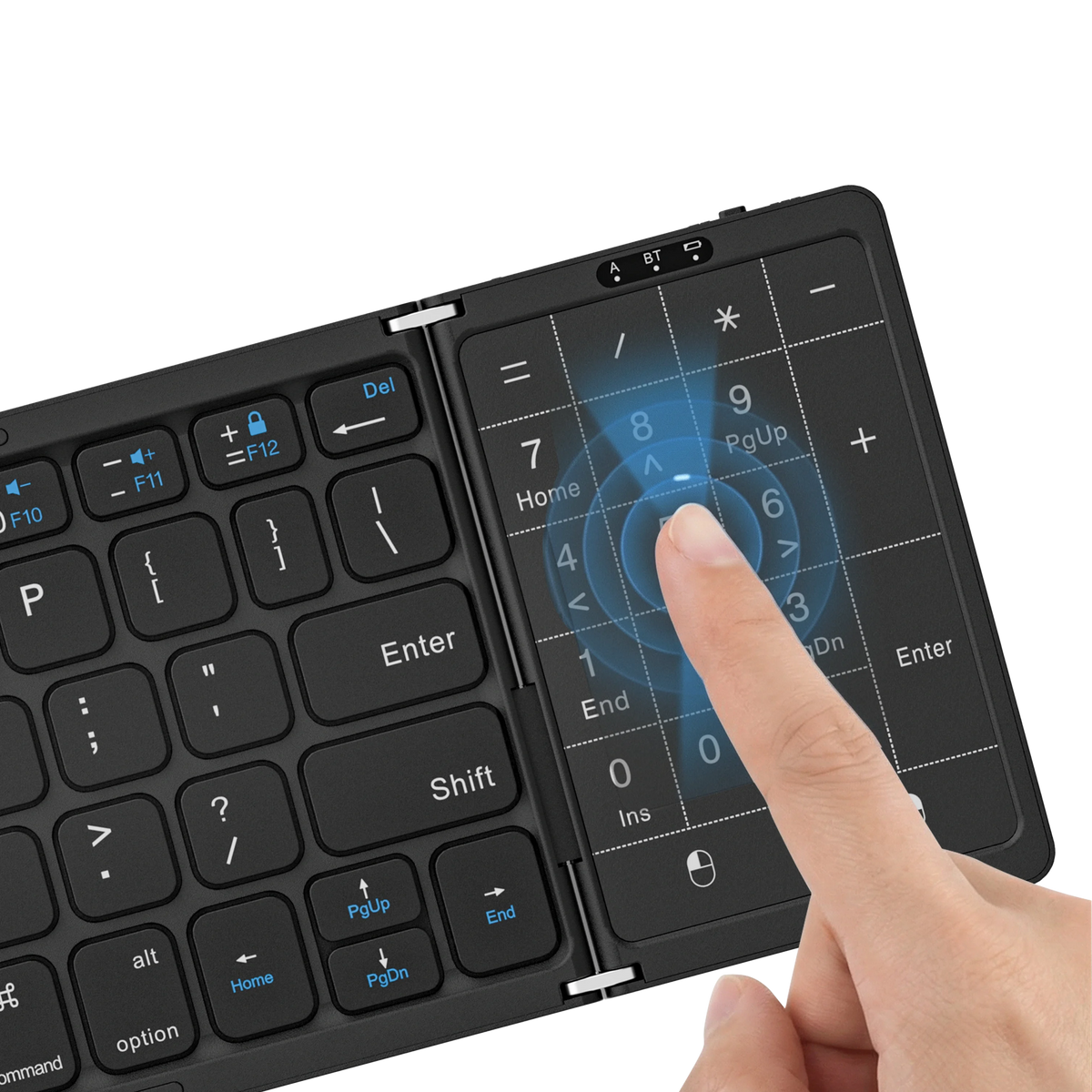 Porodo Slim Folding Keyboard with Integrated Numpad & Touchpad - Black
