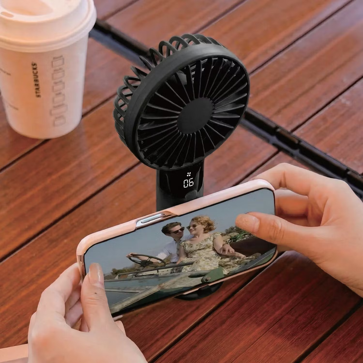 Porodo lifestyle handheld Fan With Led Display (Black)
