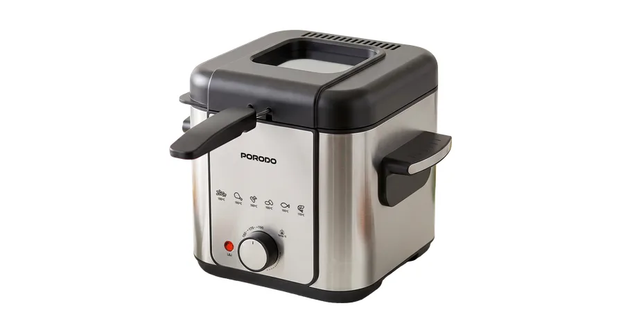Porodo Lifestyle Electric Single Deep Fryer 1.5L- Black & Silver