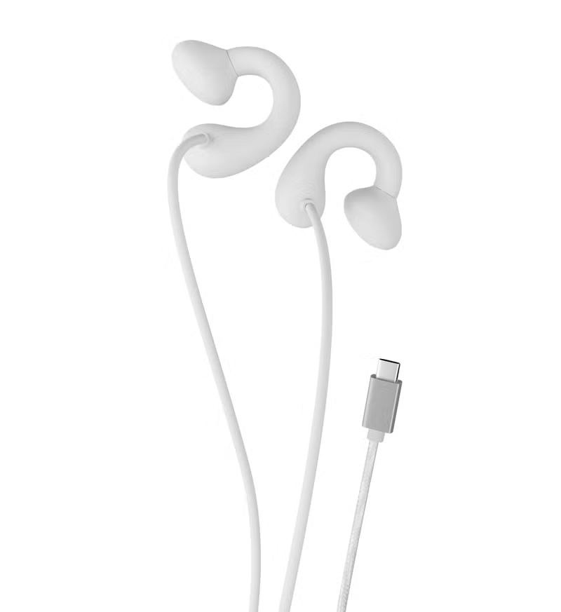 Porodo Clip-on Type C Wired Earphone (WHITE)