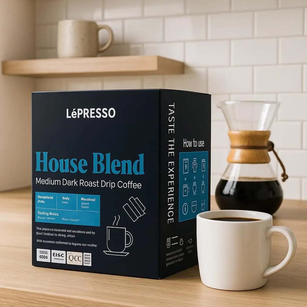 LePresso House Blend Medium Dark Roast Drip Coffee (Pour Over Packs)