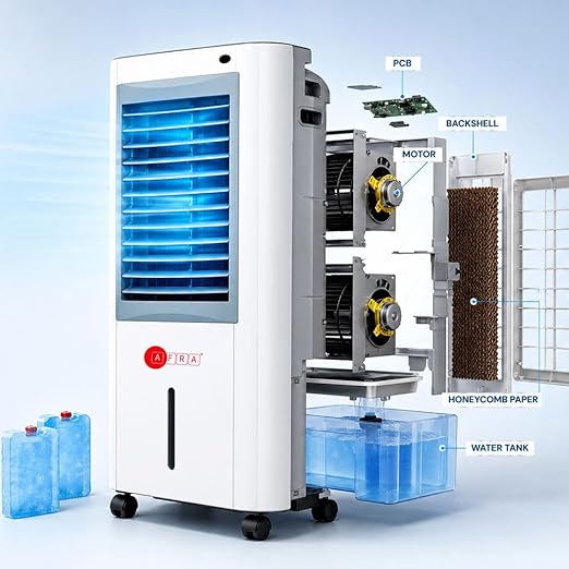 AFRA 5 In 1 Air Cooler 160W 12L Capacity Wide Area Cooling & Circulation Swing Setting
