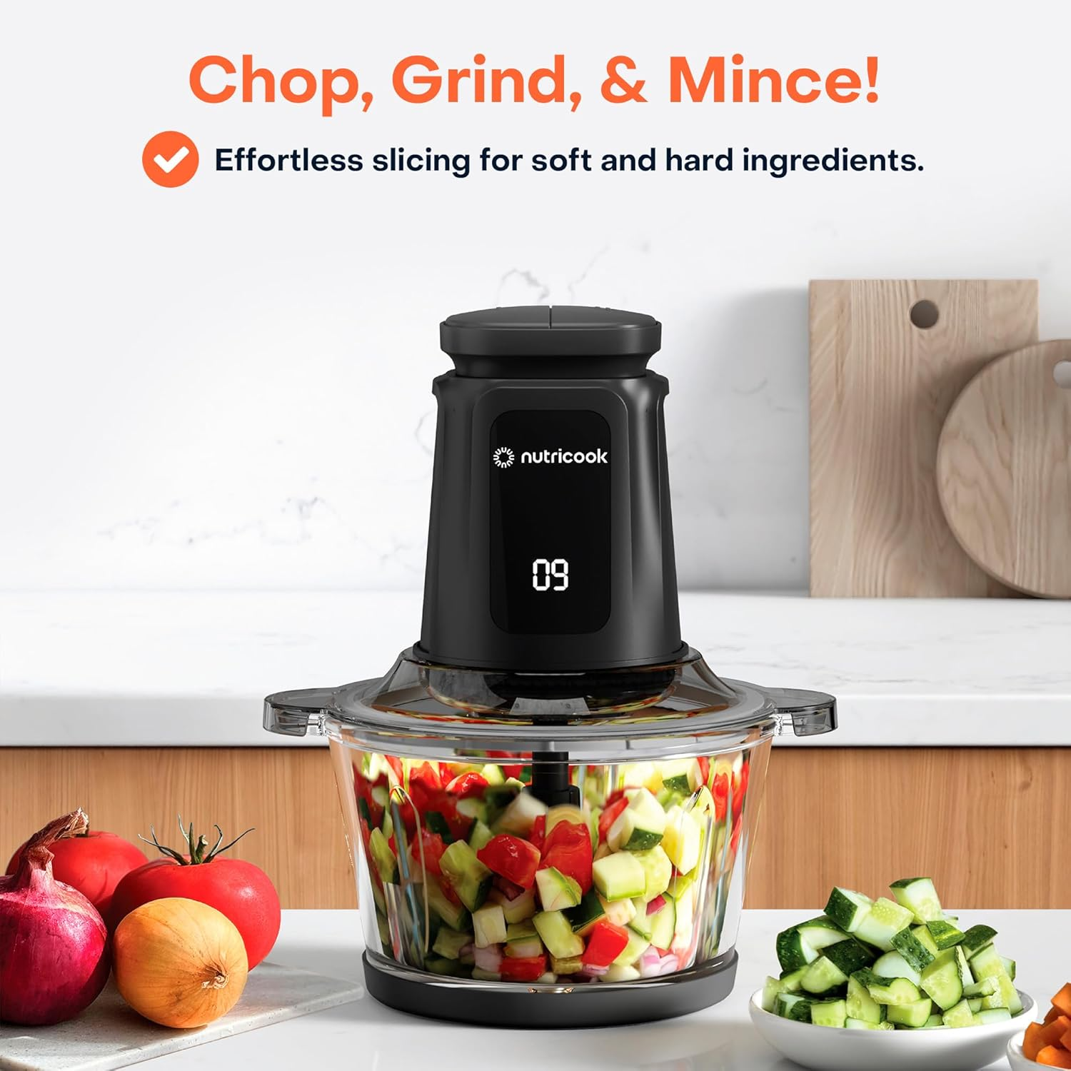 Nutricook 1.2+1.2 L XL Glass & SS Chopper and Mincer 500W NC-CH1200