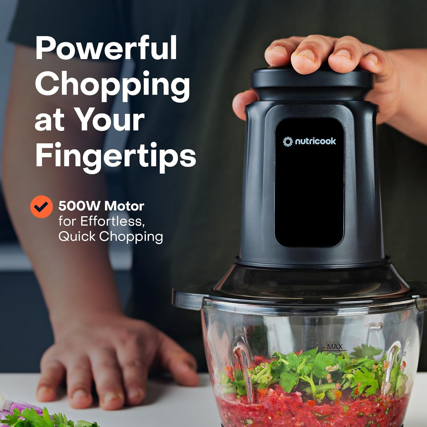 Nutricook 1.2+1.2 L XL Glass & SS Chopper and Mincer 500W NC-CH1200