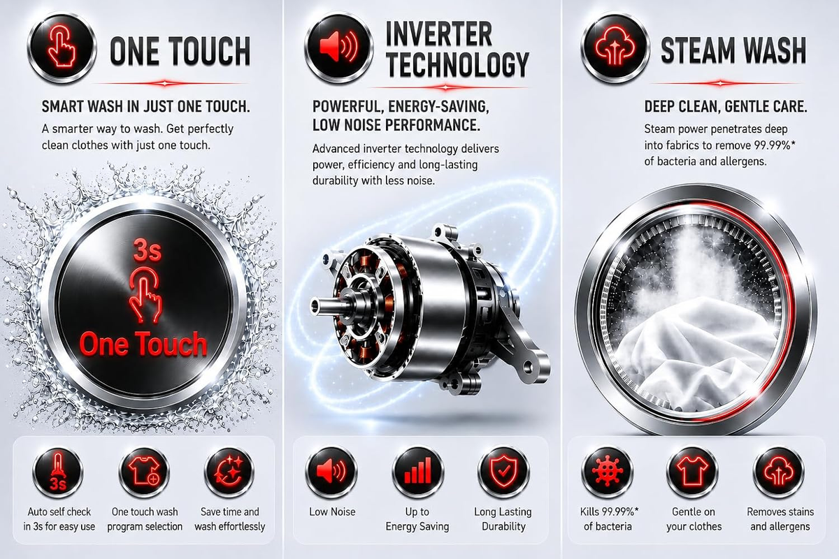Washer Dryer Hoover 8kg Wash 5kg Dry 1400 Rpm 17 Programs Touch Control Panel Hwd-M8514-G