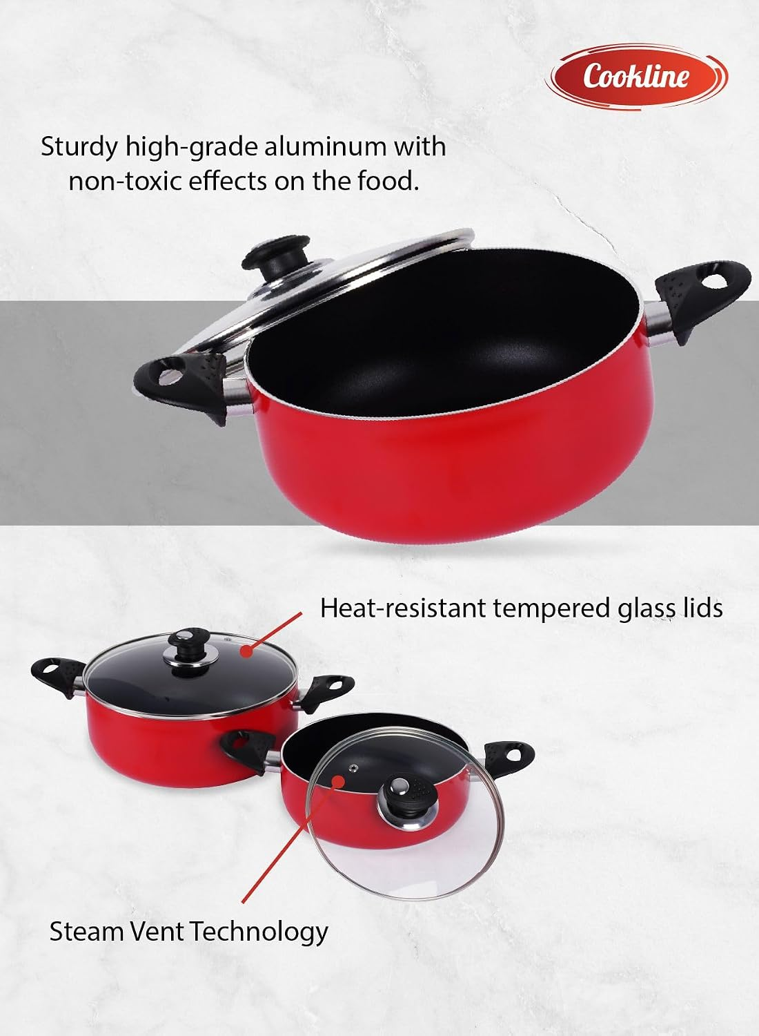 COOKLINE PRESSED ALUMINUM NONSTICK COOKWARE SET 15 PCS CL-1015PS