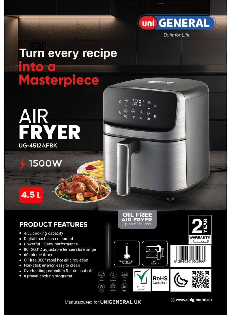 UNI GENERAL AIR FRYER 4.5L 1200W BLACK UG-4512AFBK