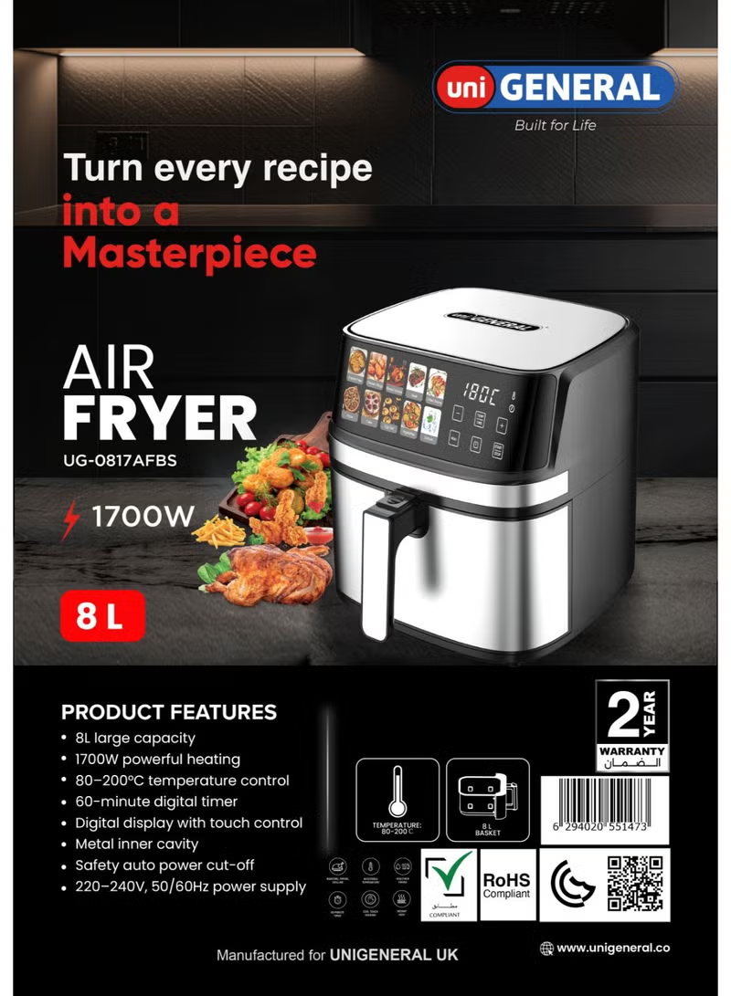 UNI GENERAL AIR FRYER 8L 1700W BLACK AND SILVER UG-0817AFBS