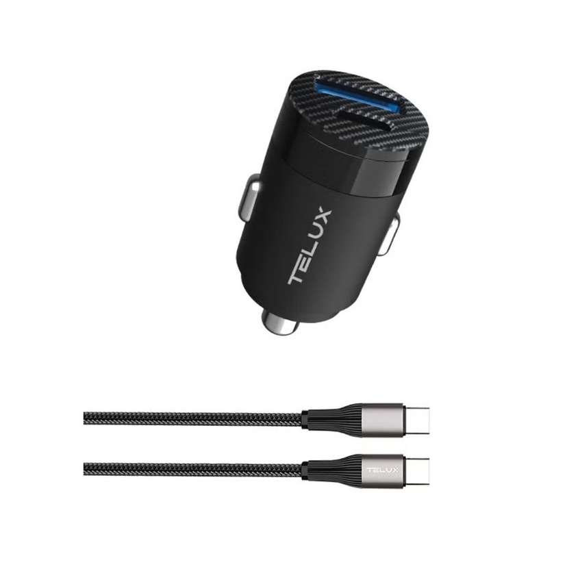 Telux PowerGoPD65C Mini Car Charger 1A1C with C-C Cable 60W