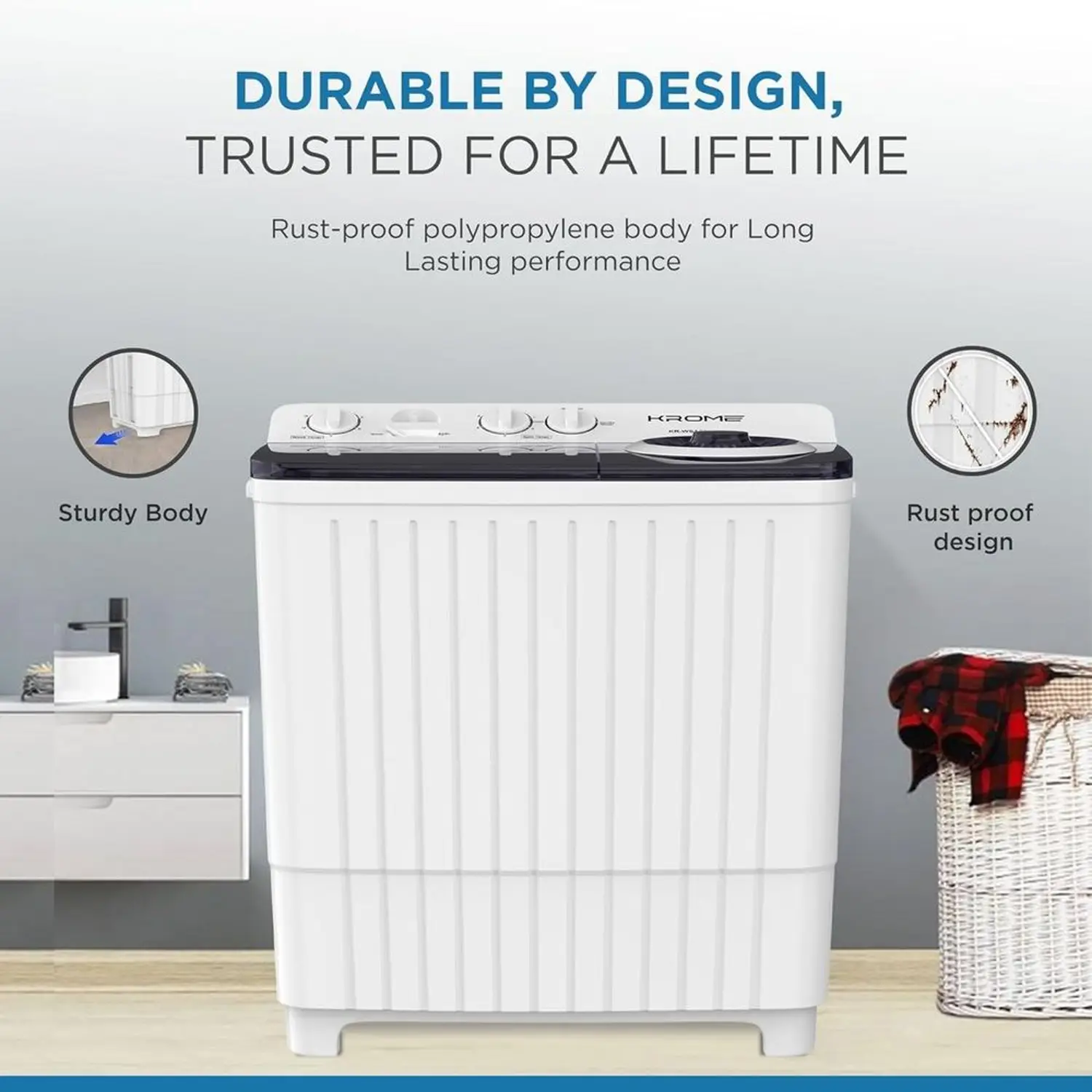 Krome Top Load Washer 8 kg KR-WSA80K