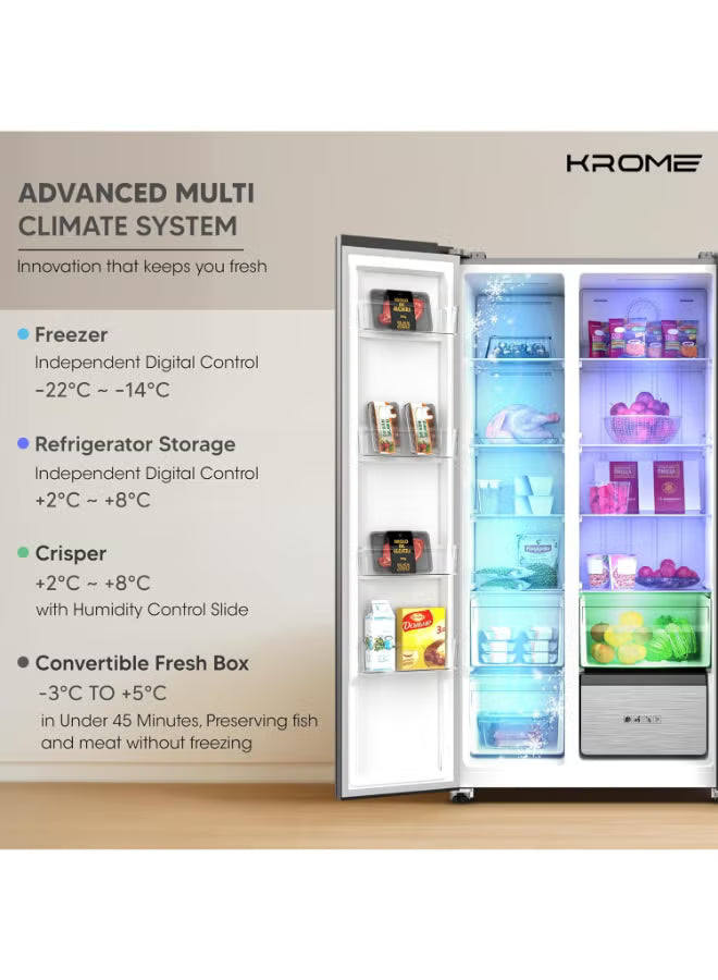 Krome 820L Gross Side-by-Side Refrigerator KR-SBS820WIH