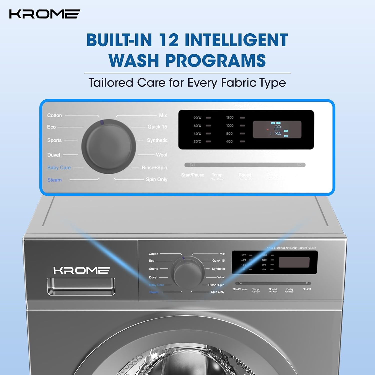 Krome Front Load Washing 7 Kg Capacity KR-WFL707SIS