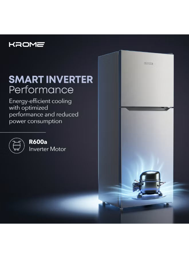 KROME 298Liter Gross Top Mount Double Door KR-RFF460SSKI