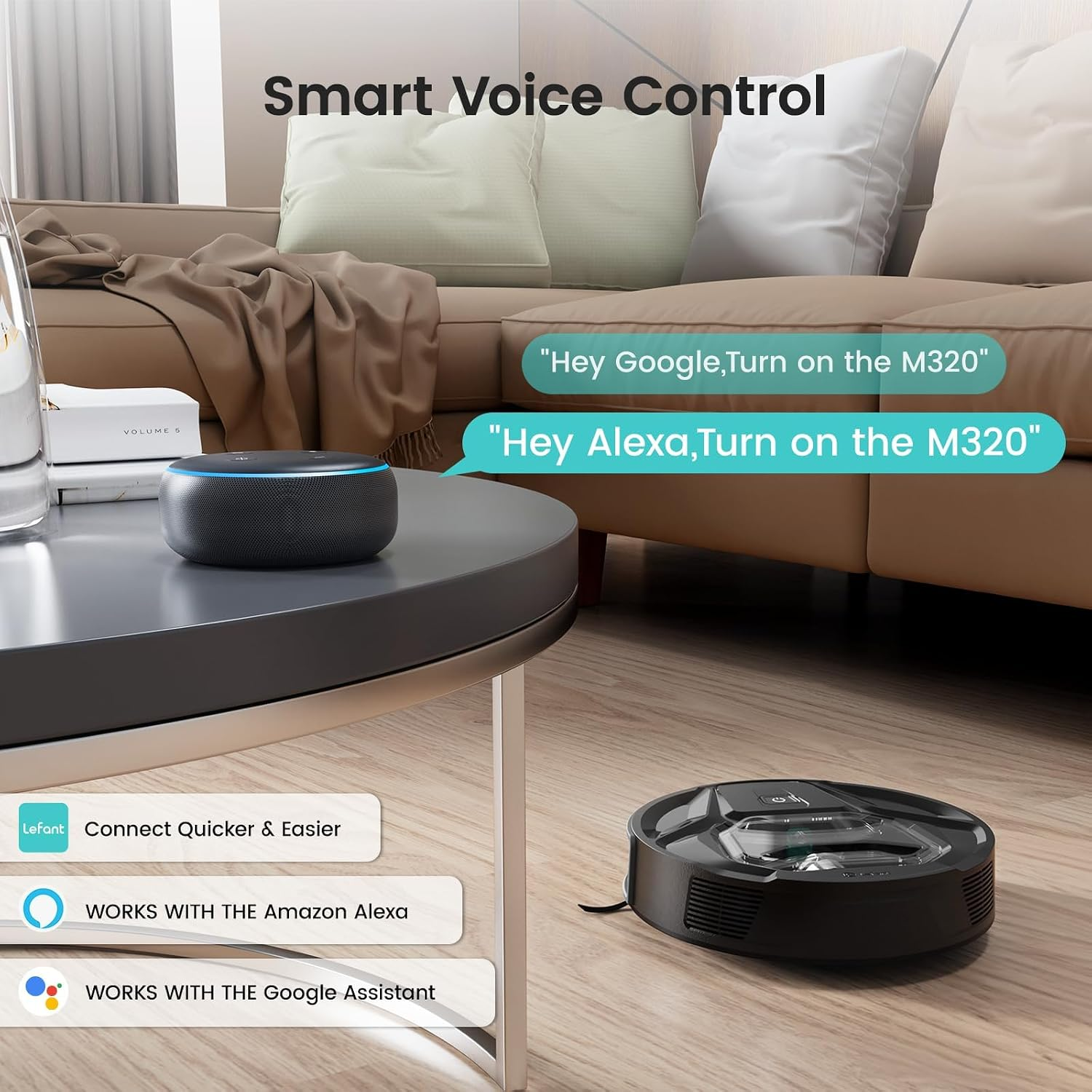 Lefant M320 Robot Vacuum & Mop Combo 6000Pa Strong Suction Alexa/APP/WiFi