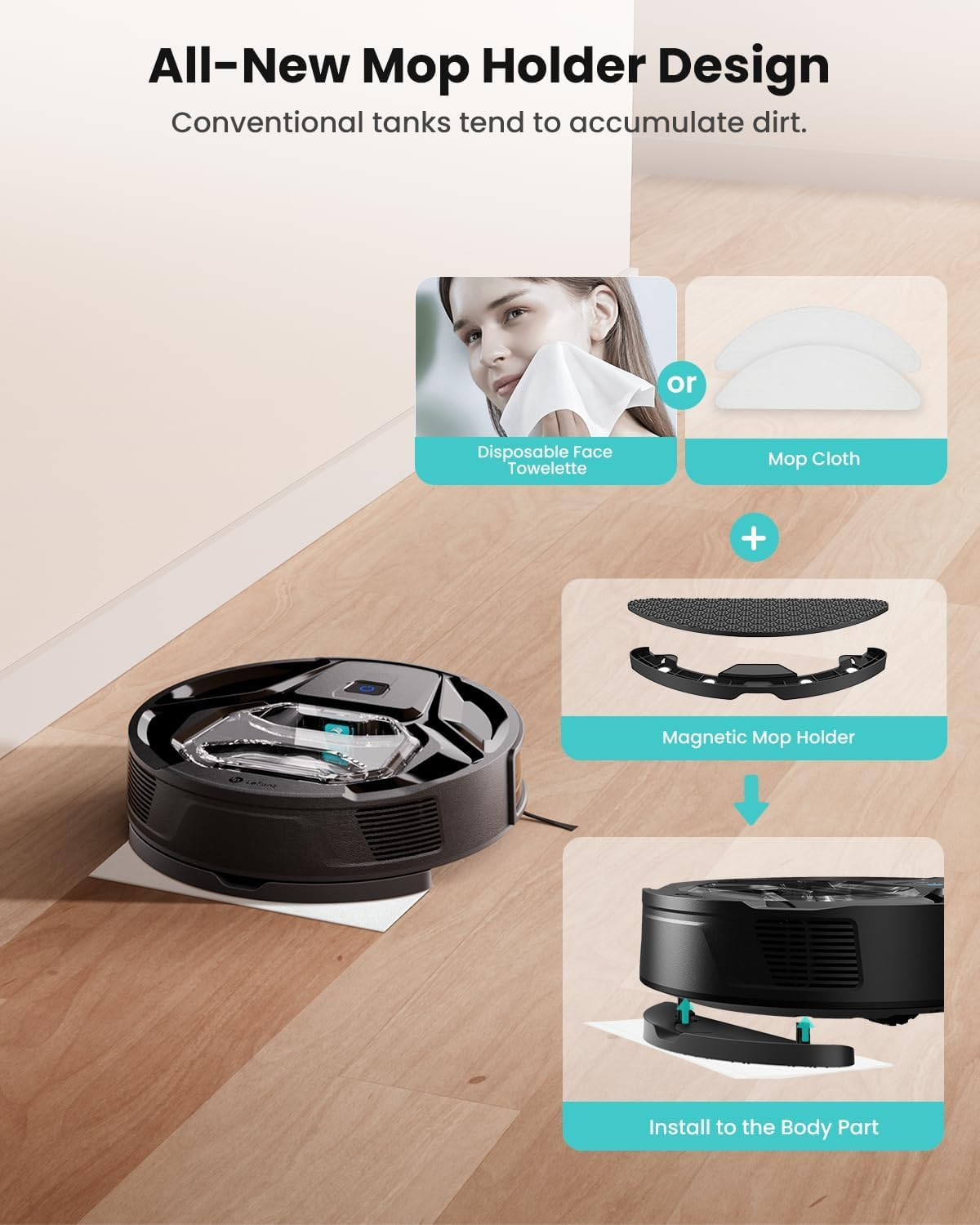 Lefant M320 Robot Vacuum & Mop Combo 6000Pa Strong Suction Alexa/APP/WiFi