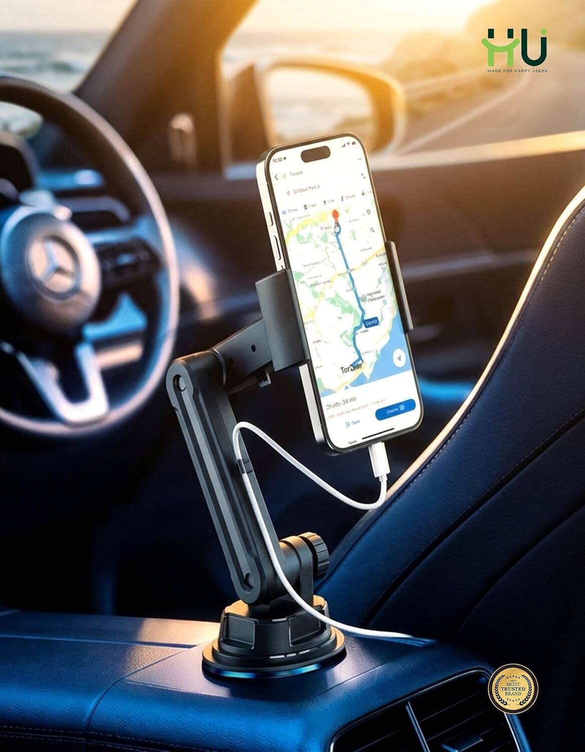 HU Access Car Phone Holder that attaches to the cup holder HAC-1035 with 360° rotation