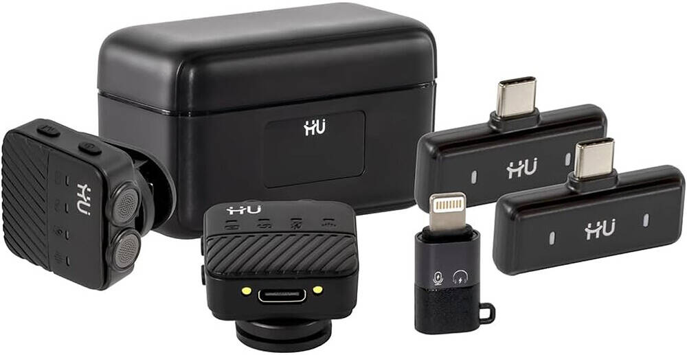 HU Dual Lavalier Microphone, Clip-On Wireless Microphone System, 360° Omnidirectional Sound Pickup, HAC-1025