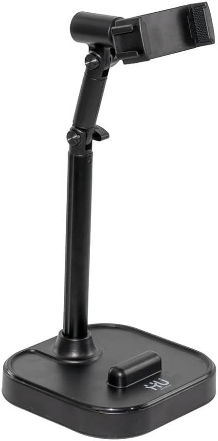 HU Elevator Desktop Phone Holder, Adjustable Multi-Device Stand for Smartphones and Tablets Desktop Stand for Video Recording, Live Streaming and Hands-Free Use, Black | HAC-1028