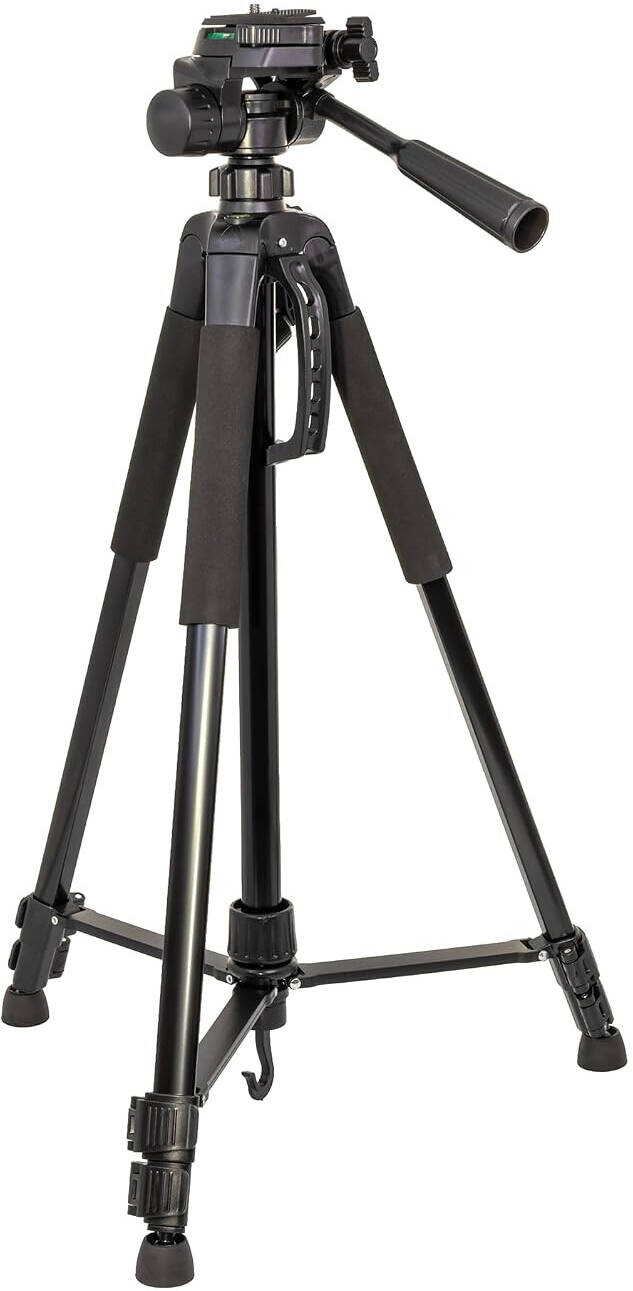 HU Camera & Camcorder Tripod, Adjustable Portable Tripod Stand with ABS & Stainless-Steel Construction for DSLR Cameras, Camcorders, Smartphones & Video Recording, Black HAC-1029