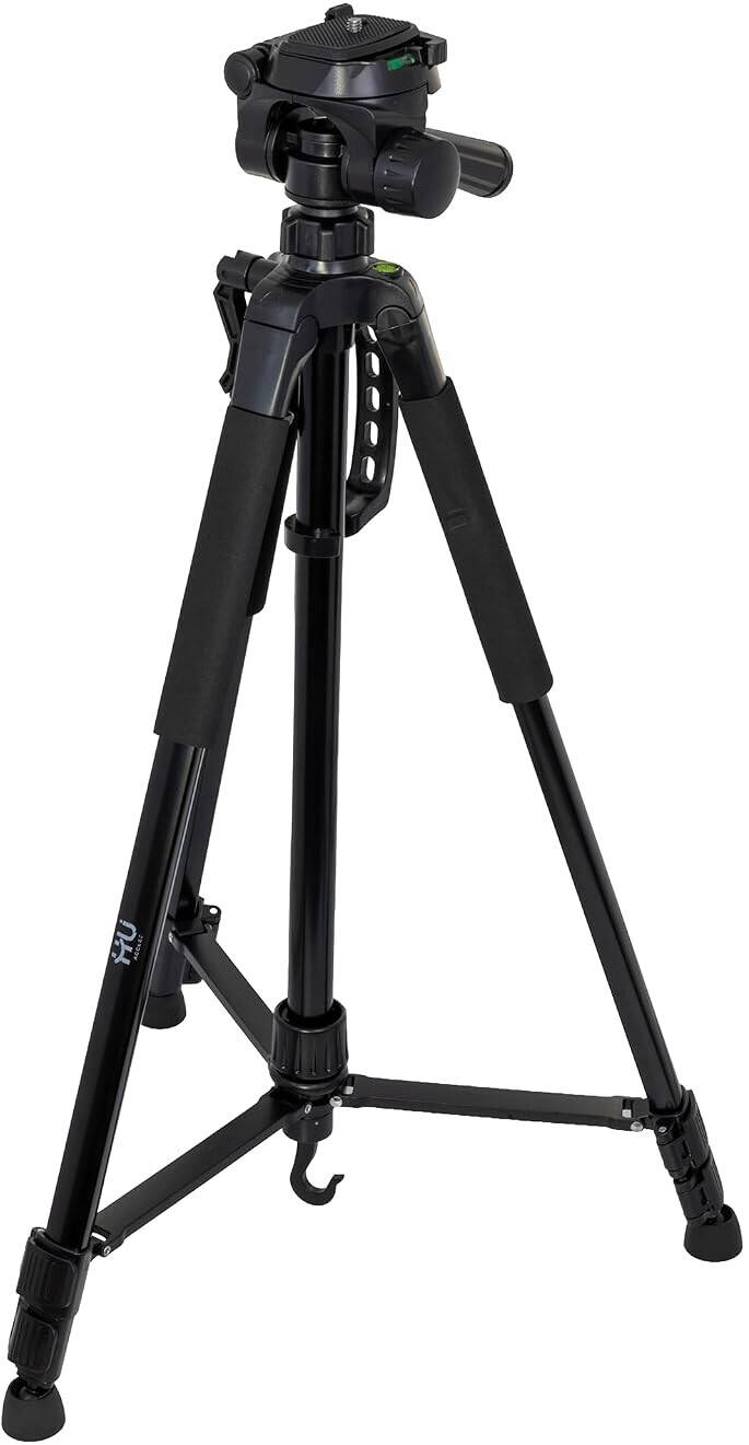 HU Camera & Camcorder Tripod, Adjustable Portable Tripod Stand with ABS & Stainless-Steel Construction for DSLR Cameras, Camcorders, Smartphones & Video Recording, Black HAC-1029