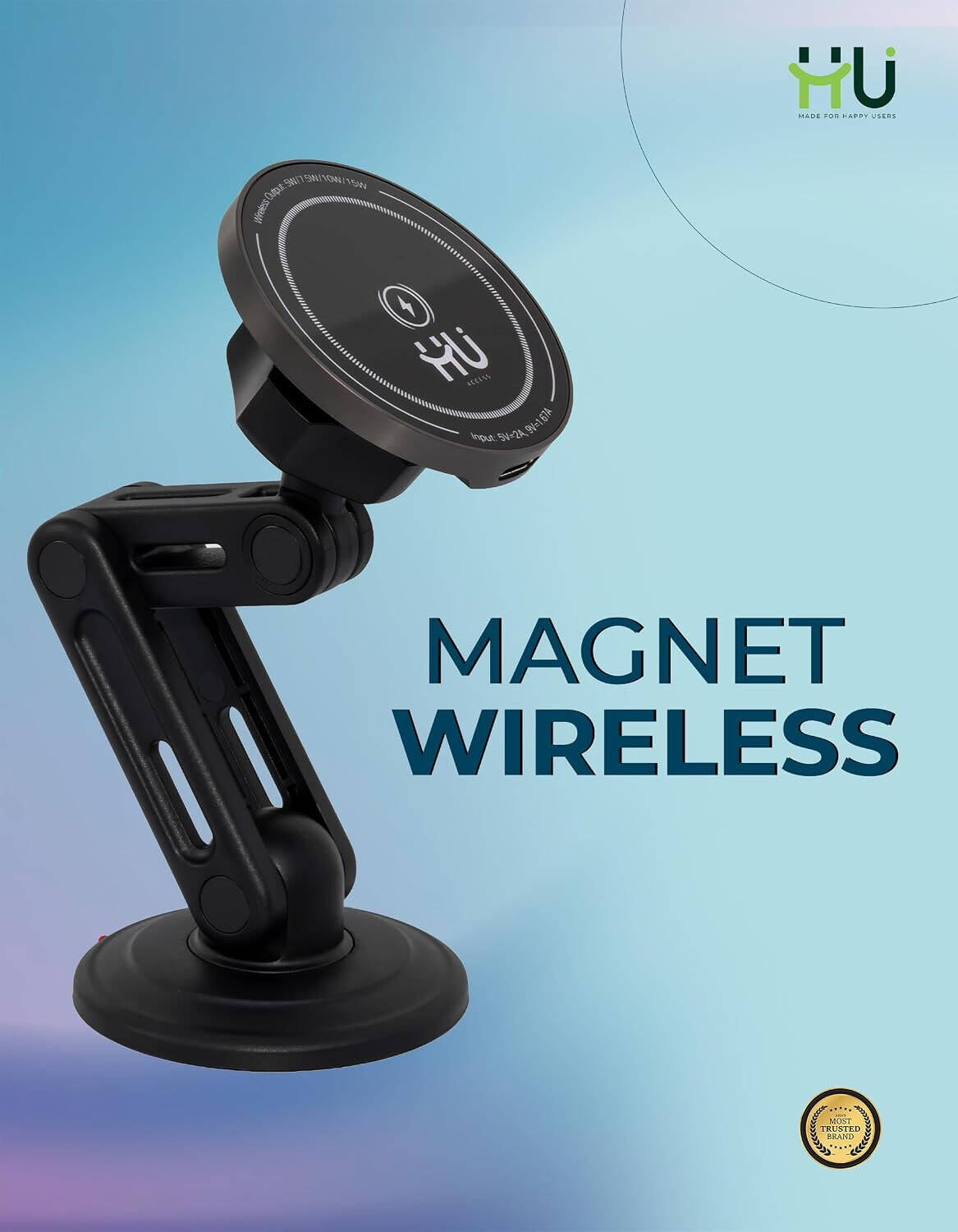 HU Car Charger – Magnetic Wireless – Access 15W With Phone Mount HAC-1043