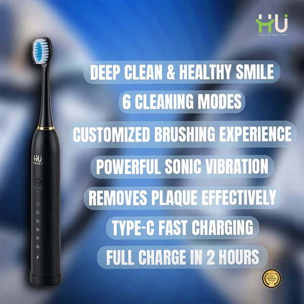 HU ELECTRIC TOOTHBRUSH SIX GEAR MODE BLK HSM-1044