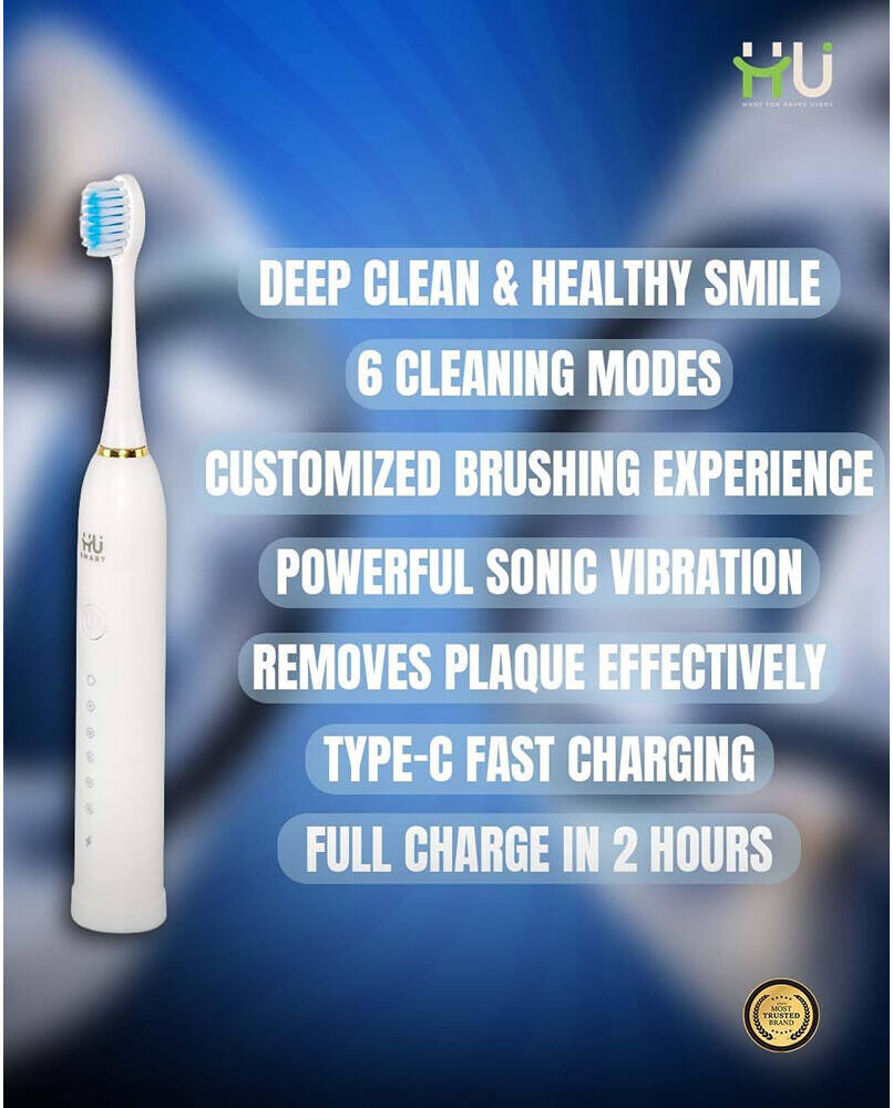 HU ELECTRIC TOOTHBRUSH SIX GEAR MODE WHT HSM-1044