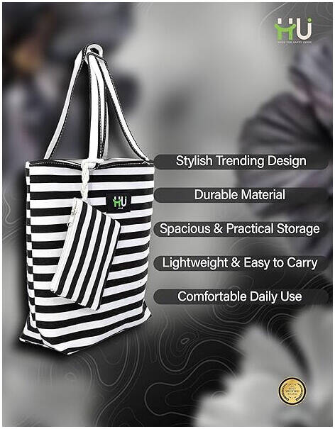 HU BAG ZEBRA L BLK&WHT HST-1004