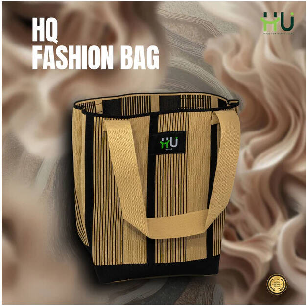 HU BAG HQ GRID BEIGE&BLK HST-1005