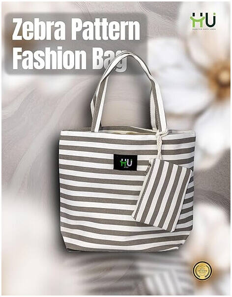 HU BAG ZEBRA M BRWN&WHT HST-1006