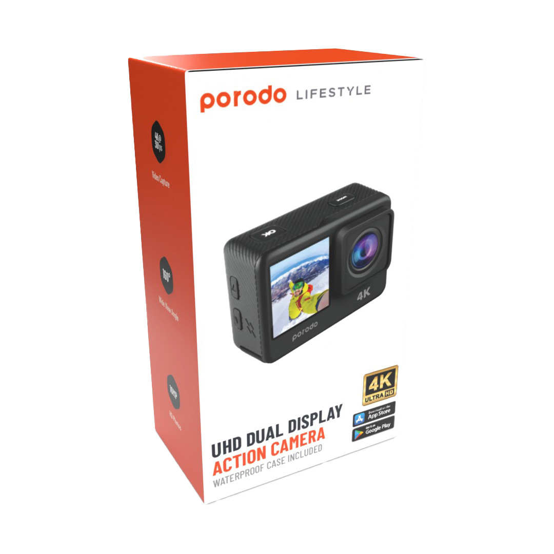 Porodo Lifestyle Waterproof 4K Action Camera 900mAh